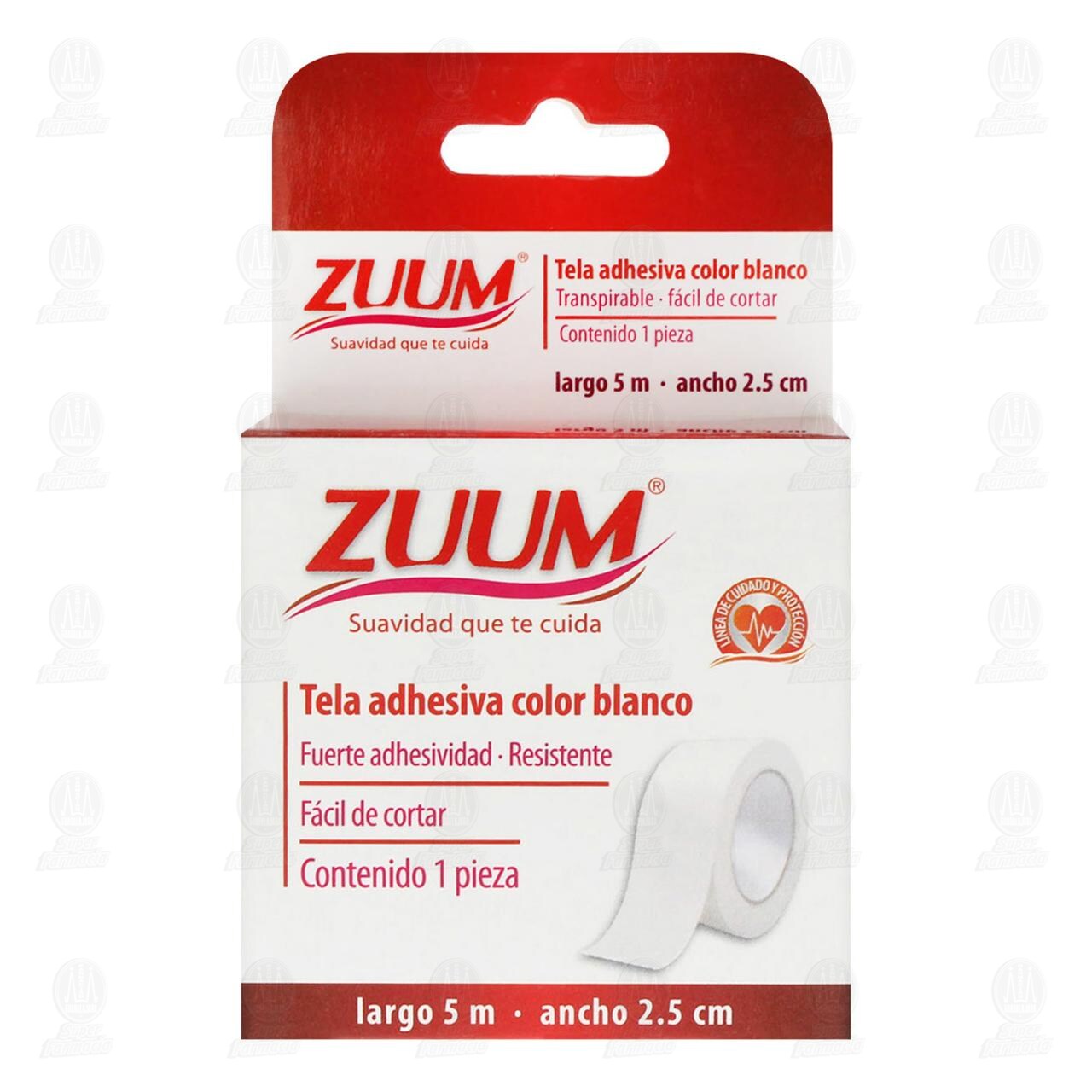 Tela Adhesiva Zuum Color Blanco 2.5cm x 5m, 1 pz. image number 1