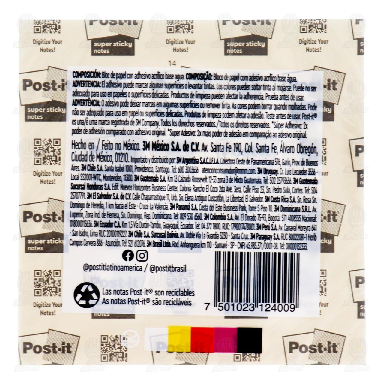 Notas Adhesivas Post-it Super Adhesivo, 90 pzas. image number 1