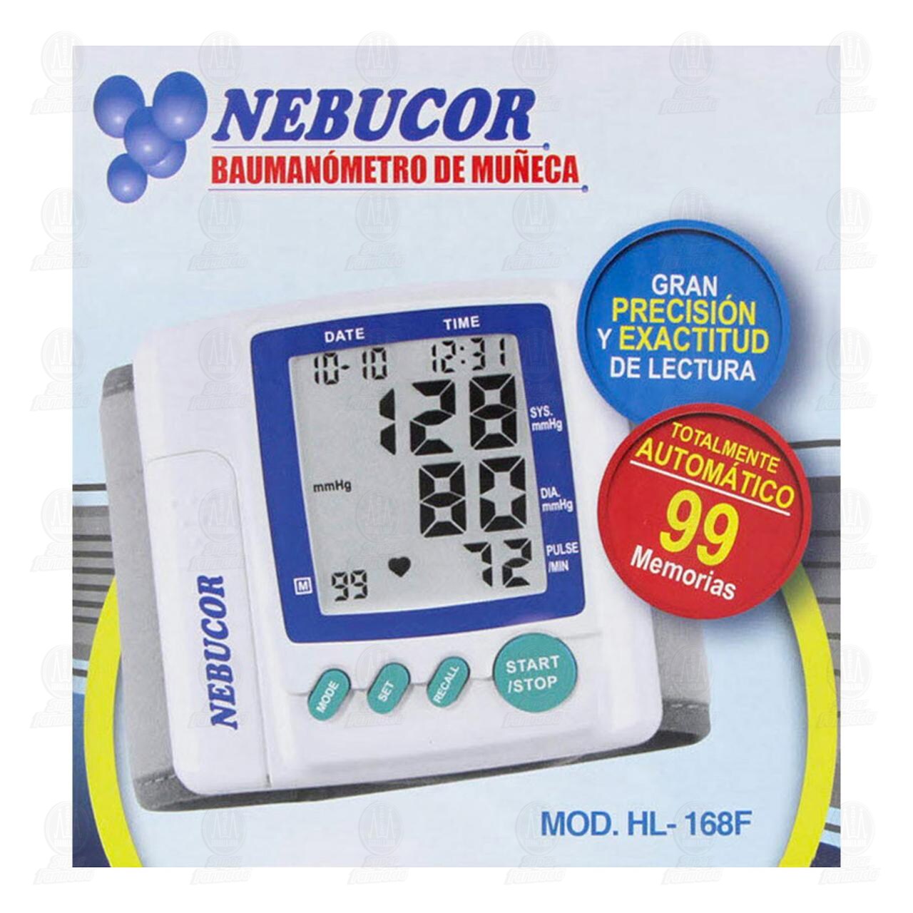 Baumanómetro de Muñeca Nebucor HL168F, 1 pz. image number 1