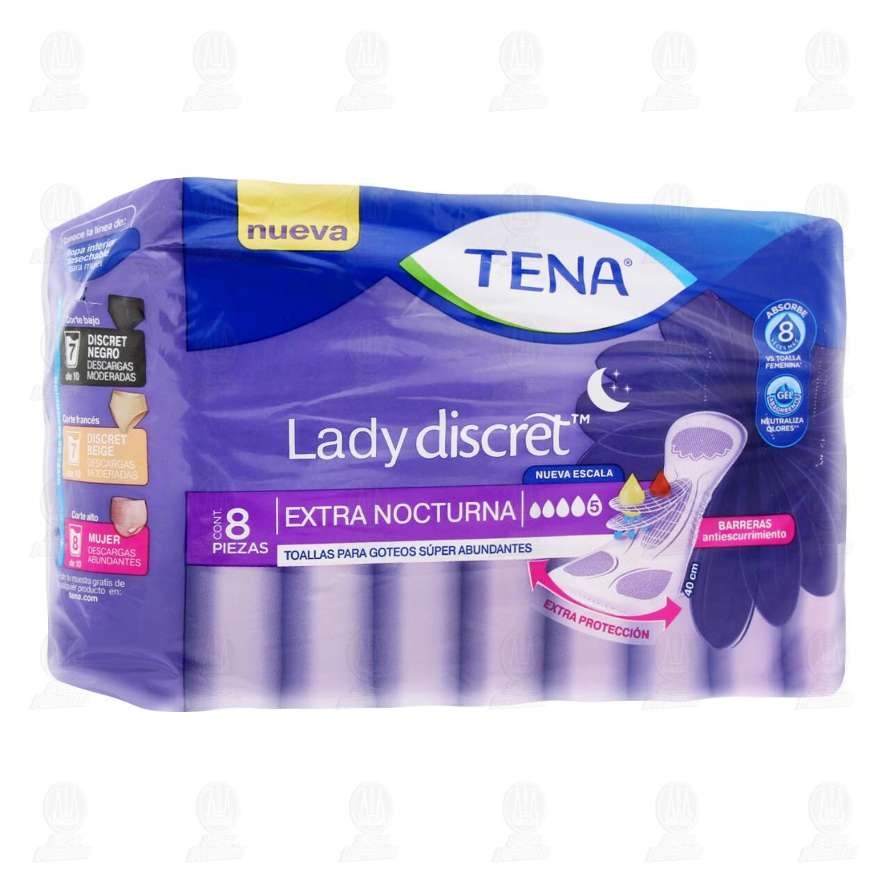 Toalla para Incontinencia Tena Lady Discret Nocturna, 8 pzas.