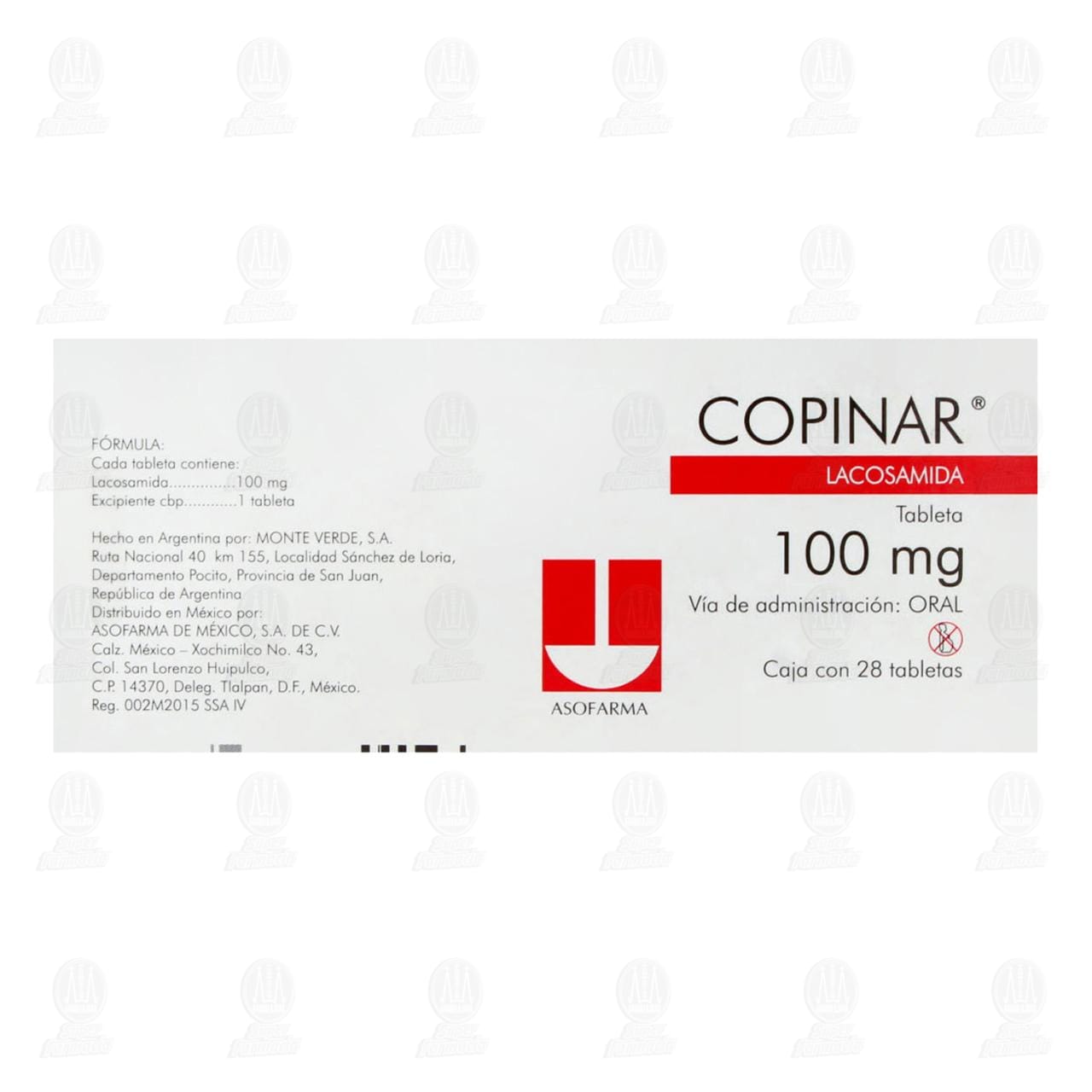 Copinar 100 mg, 28 Tabletas. image number 2