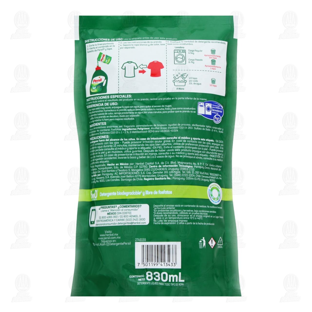 Detergente L&iacute;quido Persil Gel Universal, 830 ml. image number 1