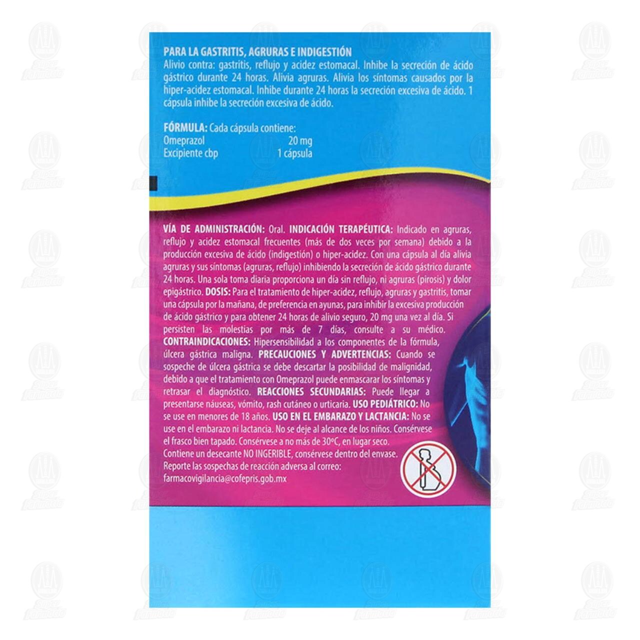 Omeprazol 20 mg, 120 Cápsulas Pharmalife. image number 2