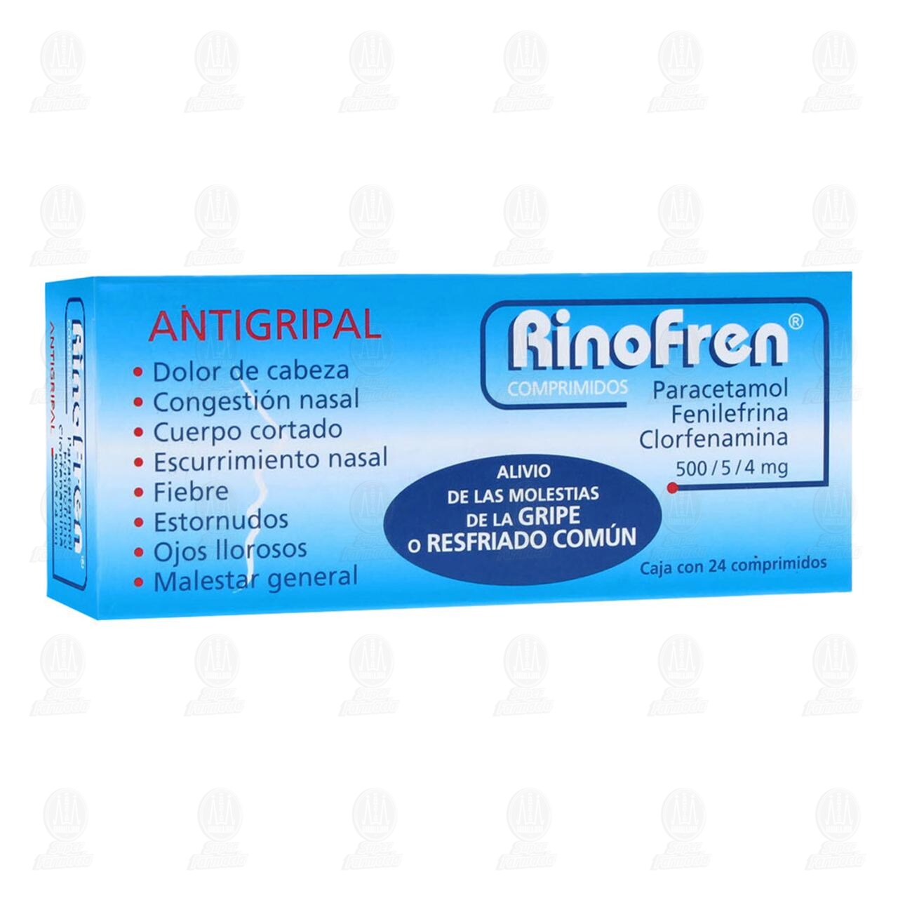 Rinofren 500mg/5mg/4mg, 24 Comprimidos. image number 0