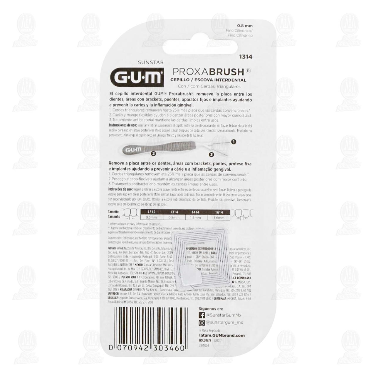 Cepillo Interdental Gum Proxabrush Fino Cil&iacute;ndrico, 6 pzas. image number 1