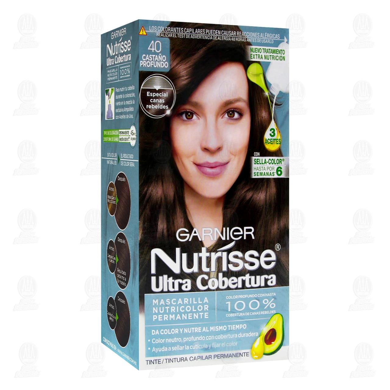 Imagen para Tinte Nutrisse Ultra Cobertura Color Castaño Profundo (40), 6 pzas.
