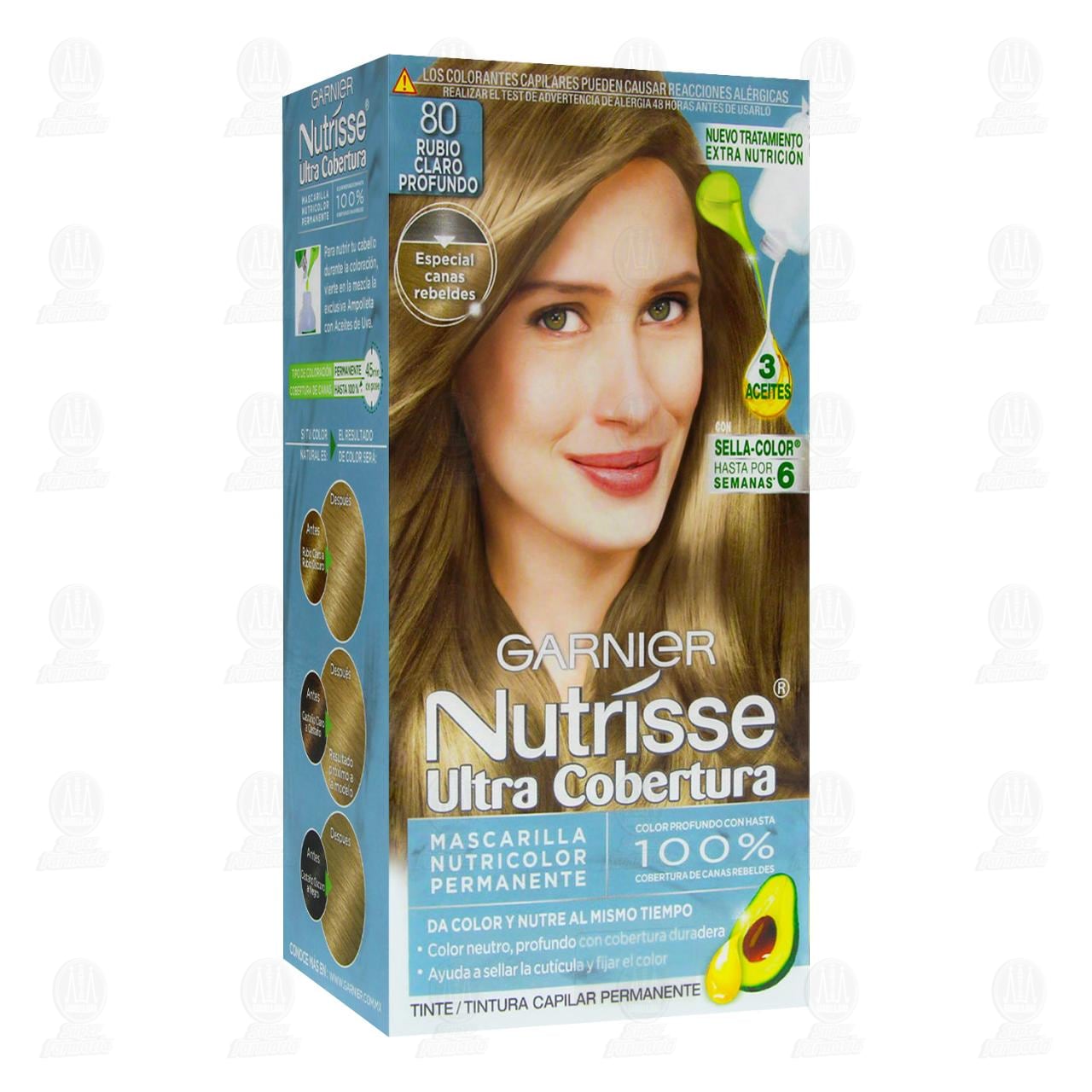 Imagen para Tinte Nutrisse Ultra Cobertura Color Rubio Claro Profundo (80), 6 pzas.