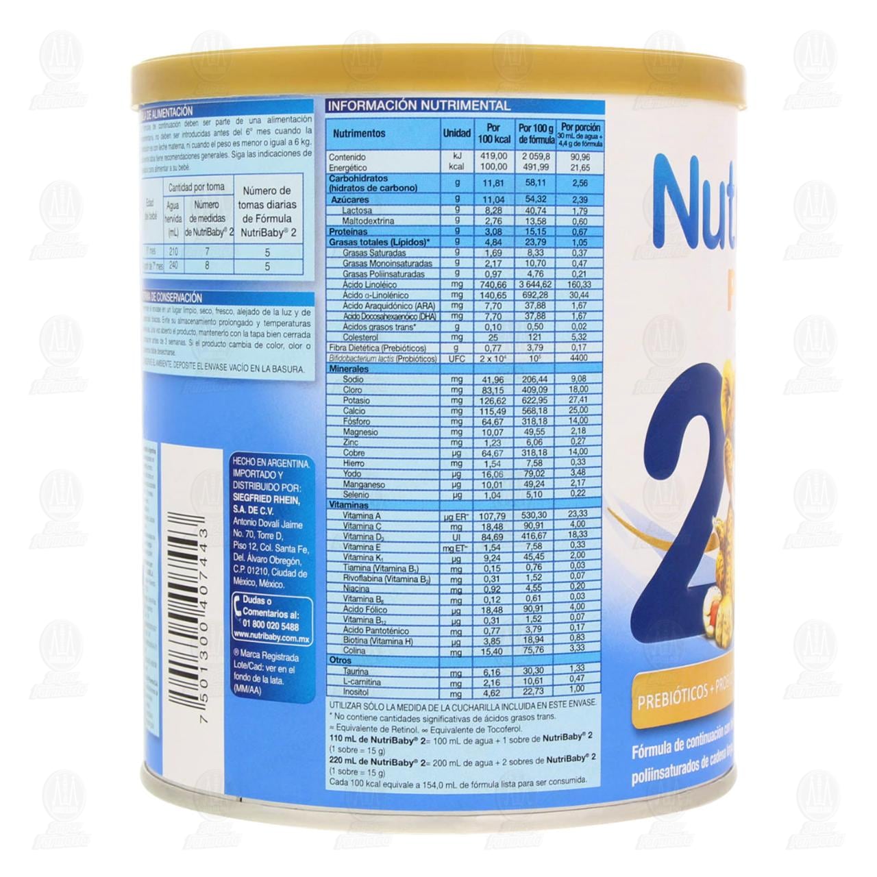 F&oacute;rmula Infantil NutriBaby Premium 2 en Polvo (Edad 6-12 Meses), 400 gr. image number 3
