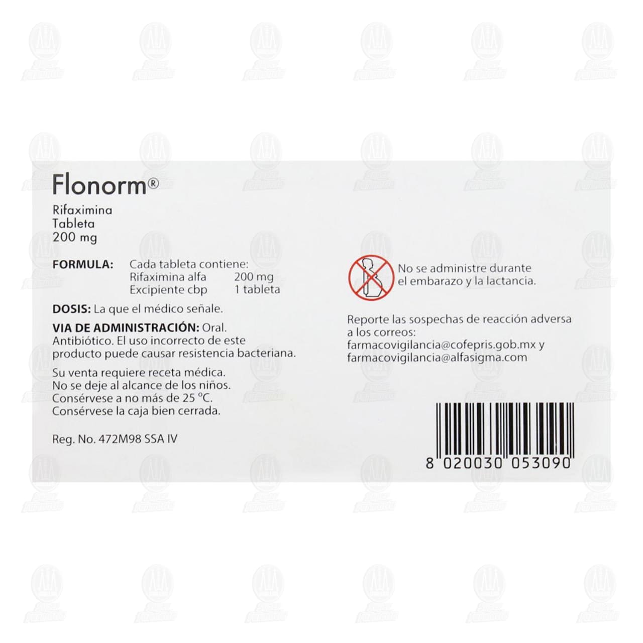 Flonorm 200 mg, 12 Tabletas. image number 2