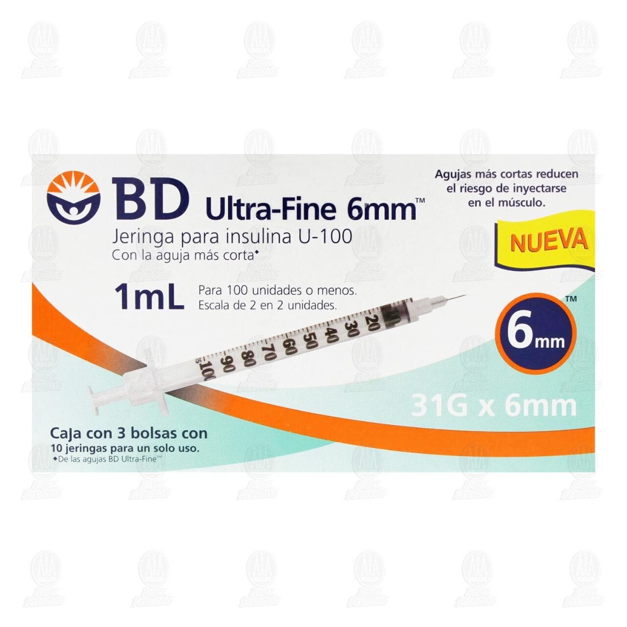 Jeringas para Insulina Ultra-Fine 1ml 31G x 6mm, 30 pzas. image number 1