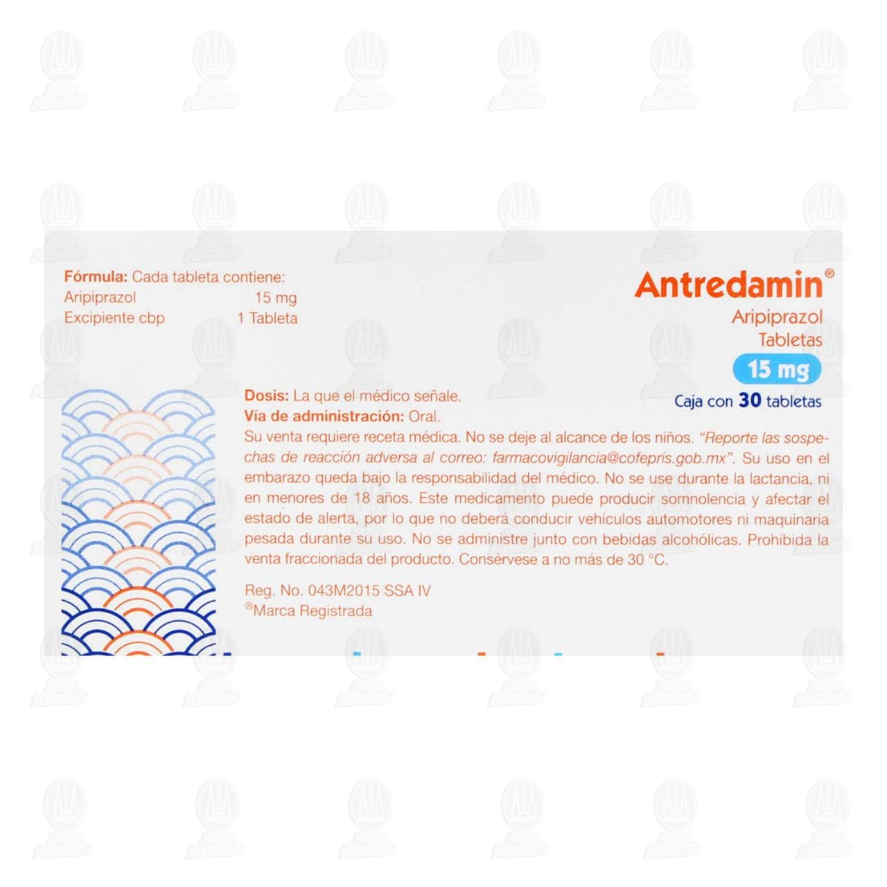 Antredamin 15 mg, 30 Tabletas. image number 2