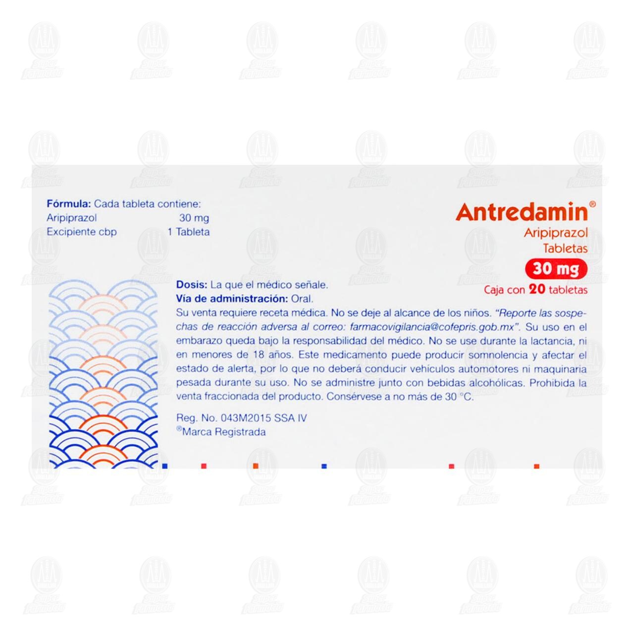 Antredamin 30 mg, 20 Tabletas. image number 2