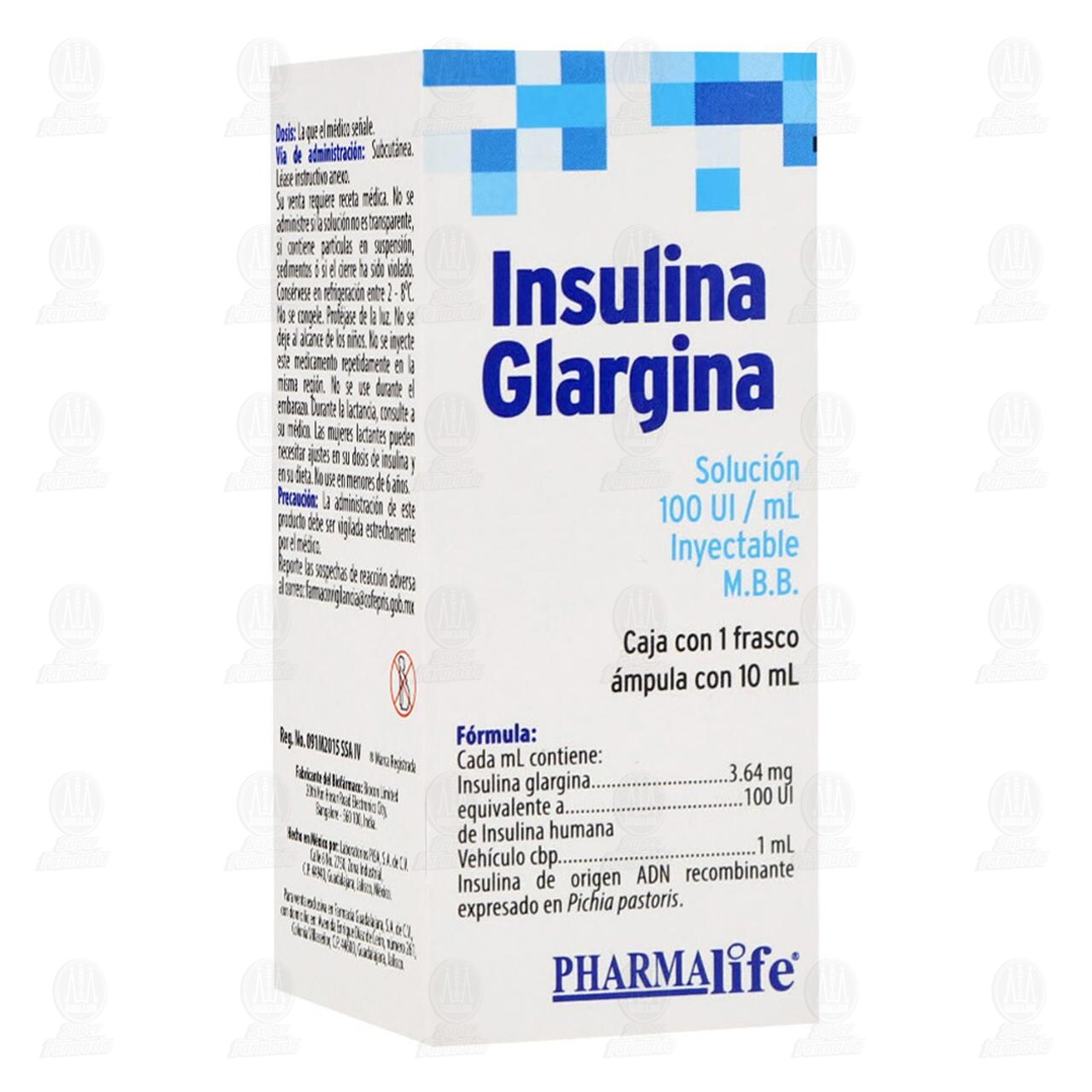 Insulina Glargina 100UI/ml Solución Inyectable Ámpula, 10 ml Pharmalife. image number 0