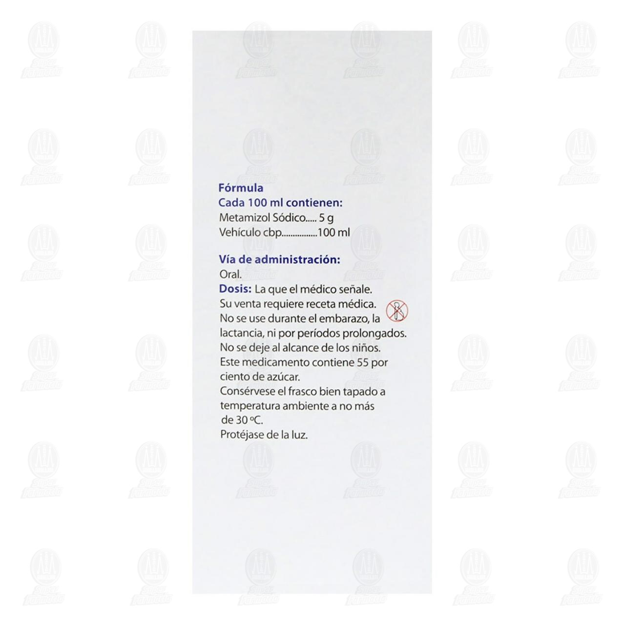 Metamizol S&oacute;dico 5gr/100ml Jarabe, 120 ml Pharmalife. image number 2