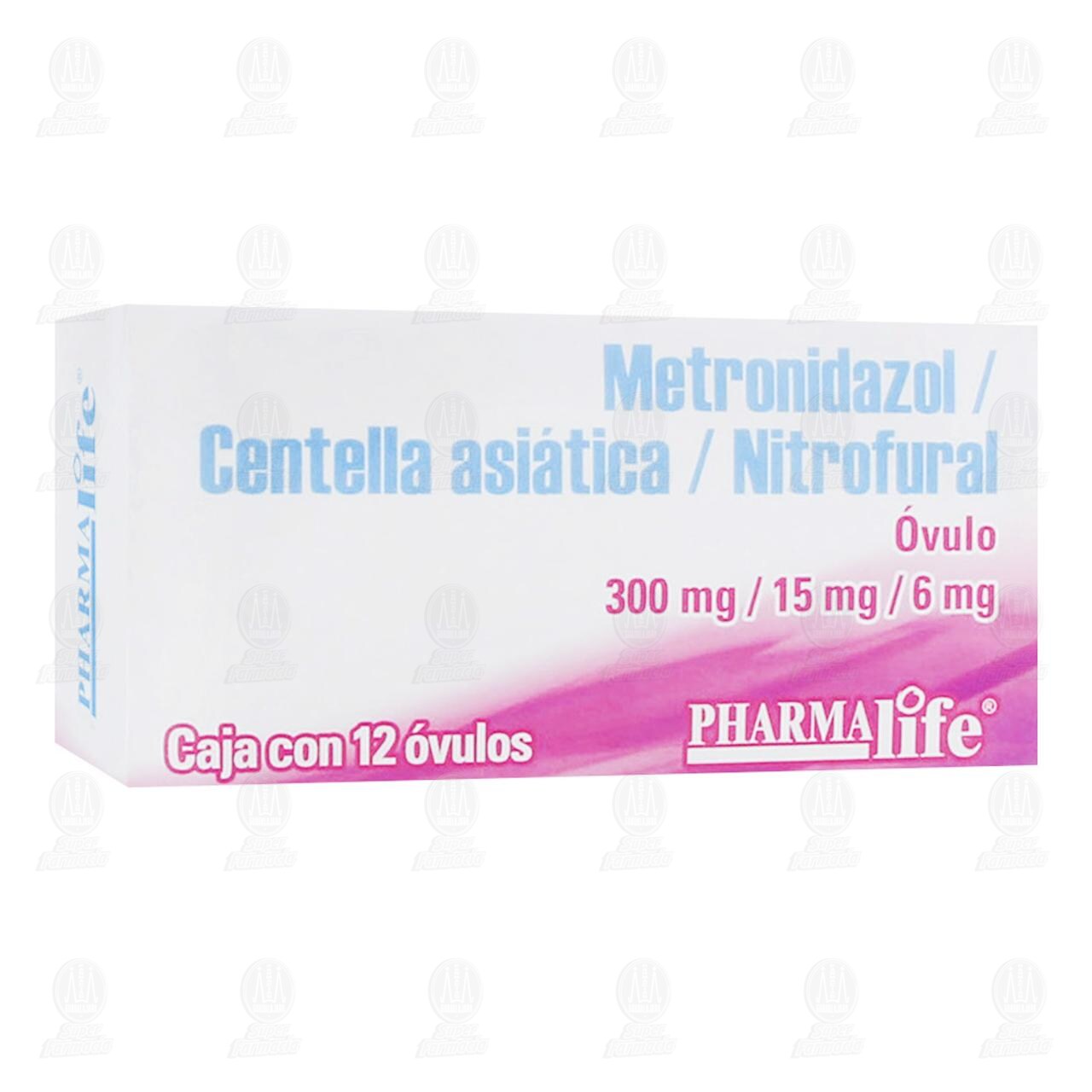 Metronidazol/Centella Asi&aacute;tica/Nitrofural 300mg/15mg/6mg, 12 &Oacute;vulos Pharmalife. image number 0