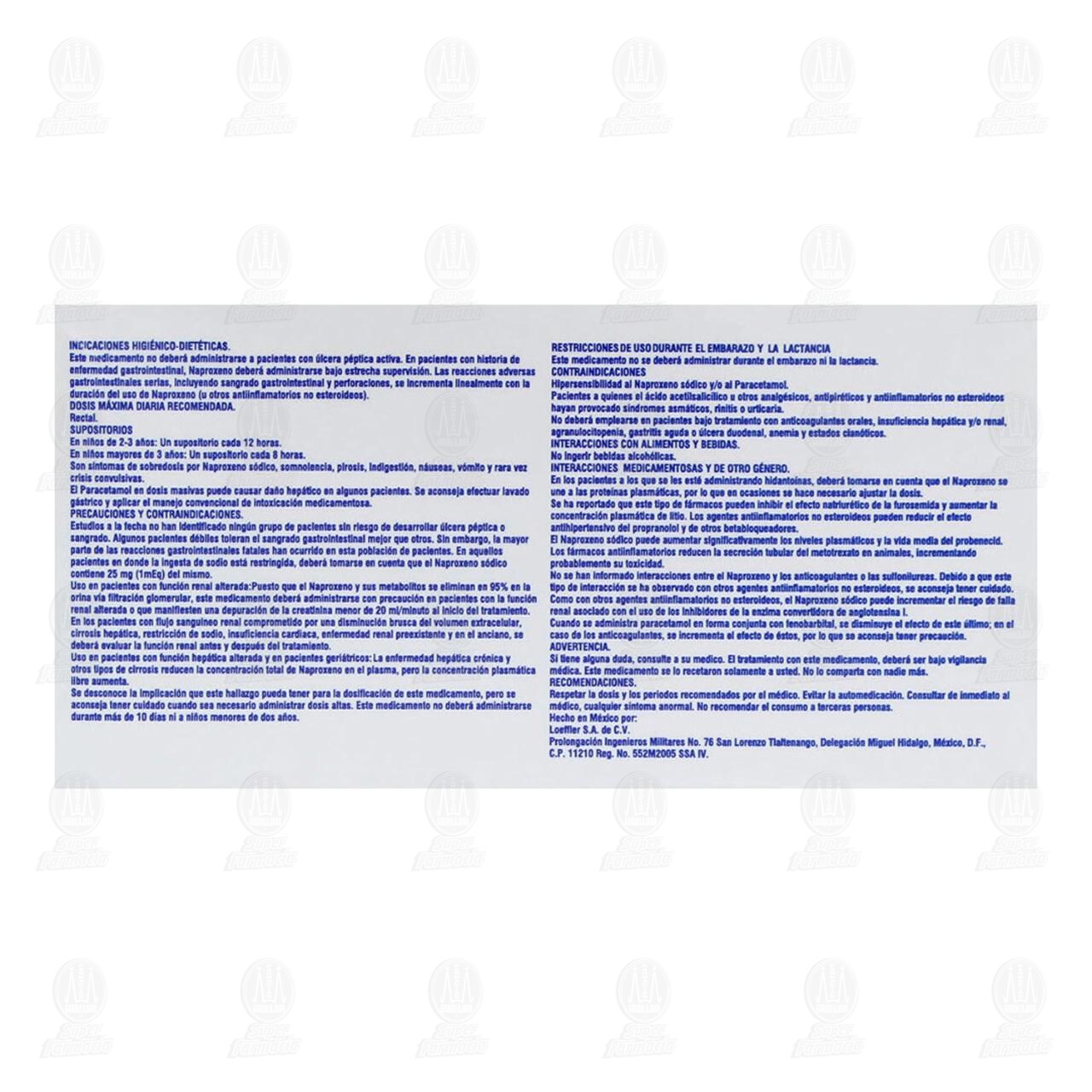 Naproxeno/Paracetamol 100mg/200mg, 5 Supositorios Pharmalife. image number 2