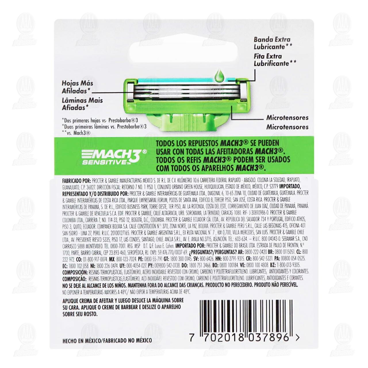 Cartuchos para Afeitar Gillette Mach3 Sensitive, 4 pzas. image number 2