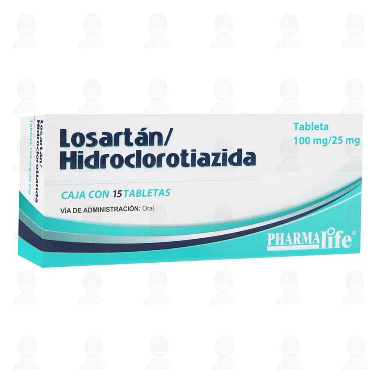 Losart&aacute;n/Hidroclorotiazida 100mg/25mg, 15 Tabletas Pharmalife. image number 0