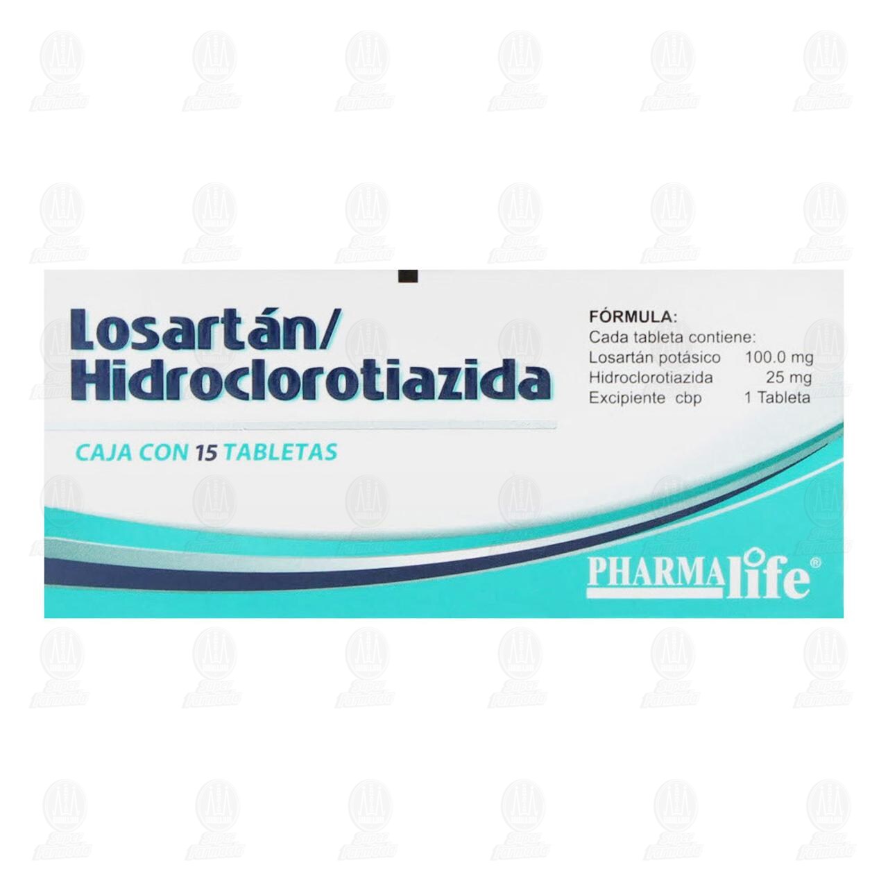 Losart&aacute;n/Hidroclorotiazida 100mg/25mg, 15 Tabletas Pharmalife. image number 2
