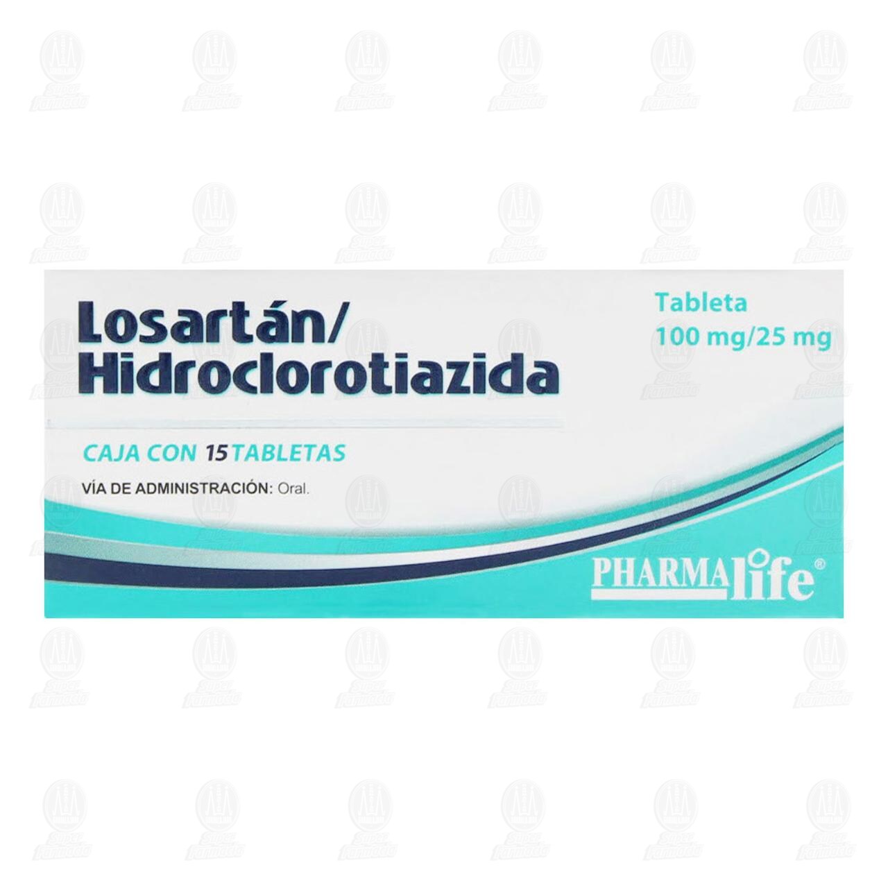 Losart&aacute;n/Hidroclorotiazida 100mg/25mg, 15 Tabletas Pharmalife. image number 1