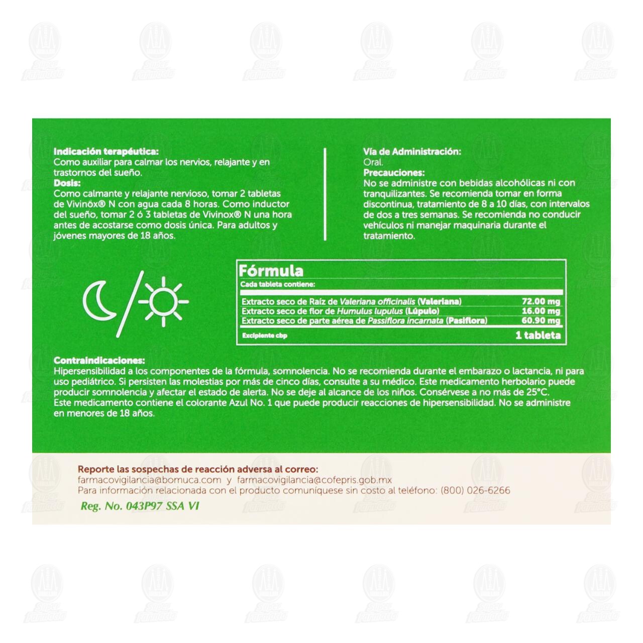 Vivinox-N Medicamento Herbolario, 40 Tabletas. image number 2