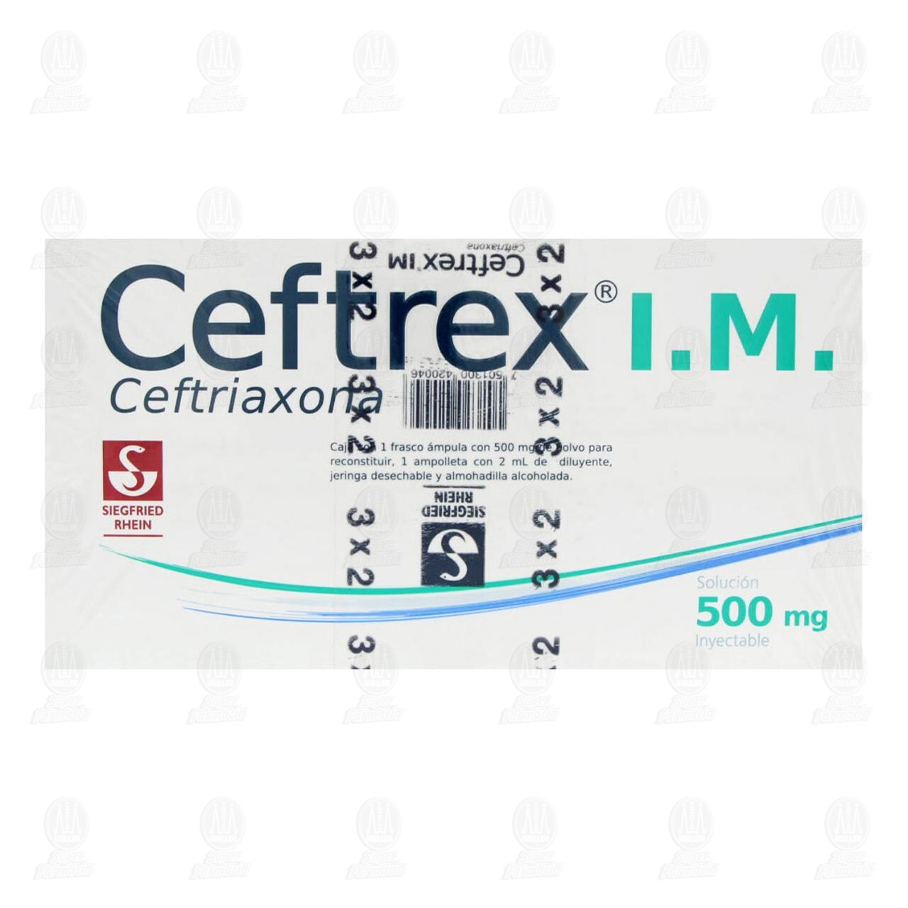 Pack Ceftrex I.M Soluci&oacute;n Inyectable 500 mg, 3X2. image number 1