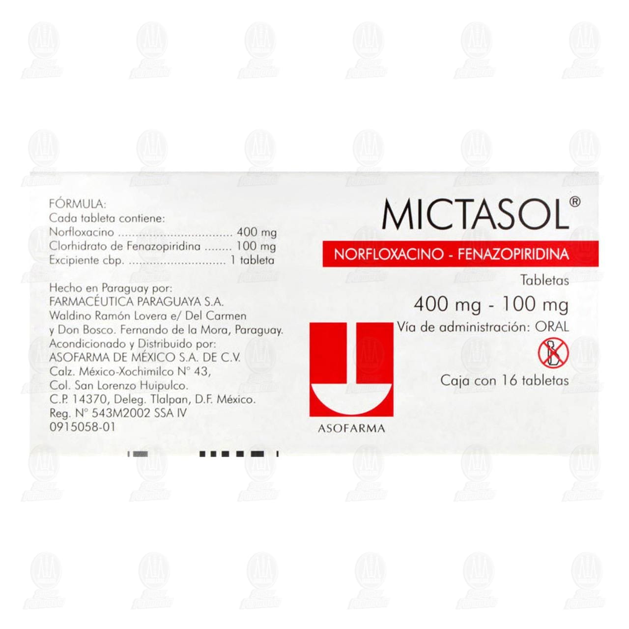 Mictasol 400mg/100mg, 16 Tabletas. image number 2