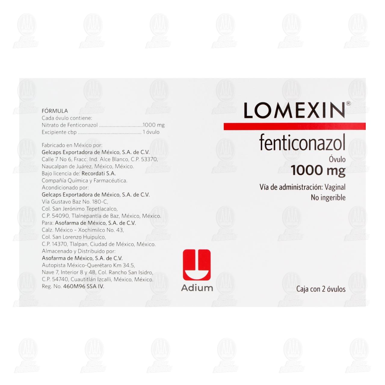 Lomexin 1000 mg, 2 &Oacute;vulos. image number 2