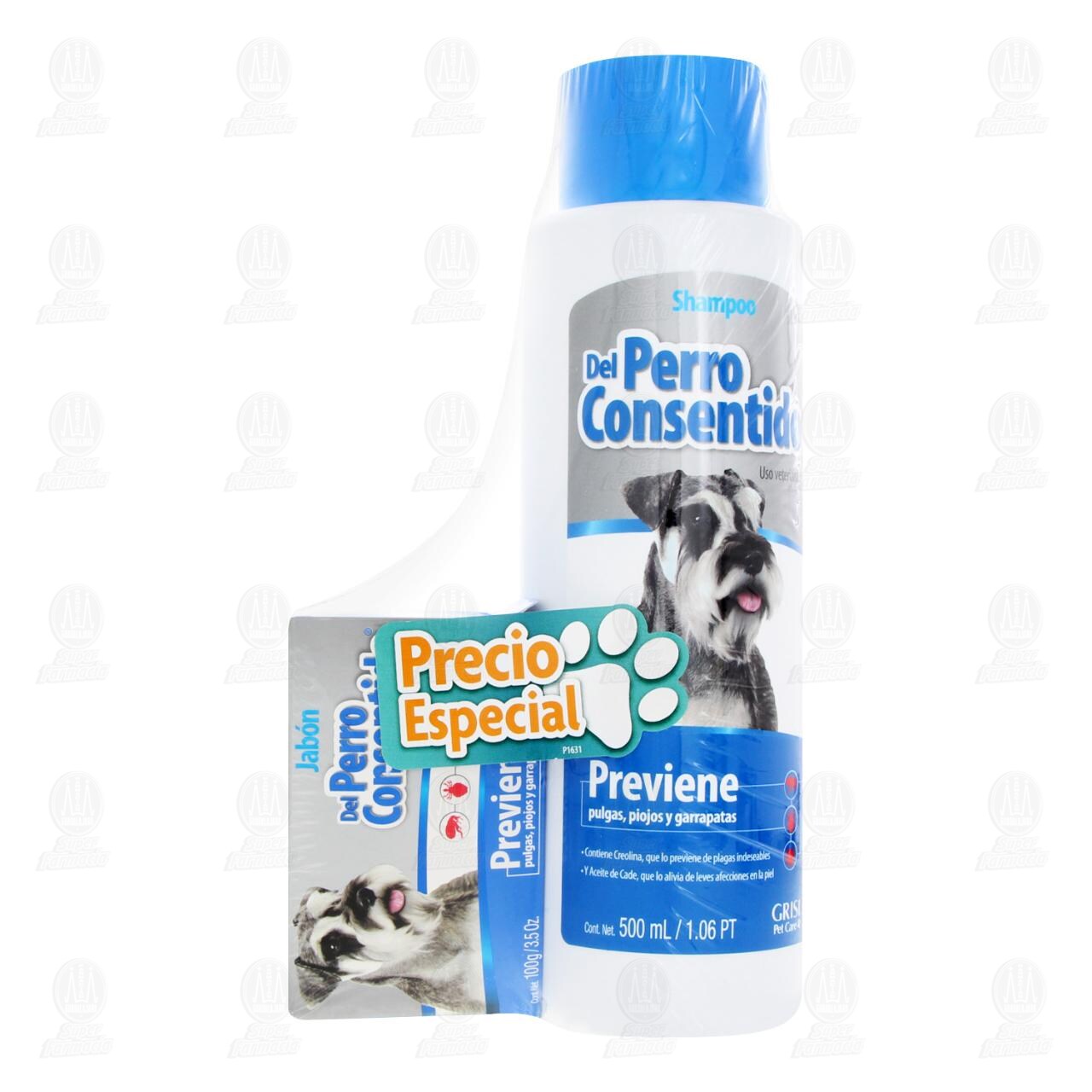 Pack Del Perro Consentido Previene Pulgas, Piojos y Garrapatas Shampoo 500 ml + Jab&oacute;n 100 gr, 2 pzas. image number 0
