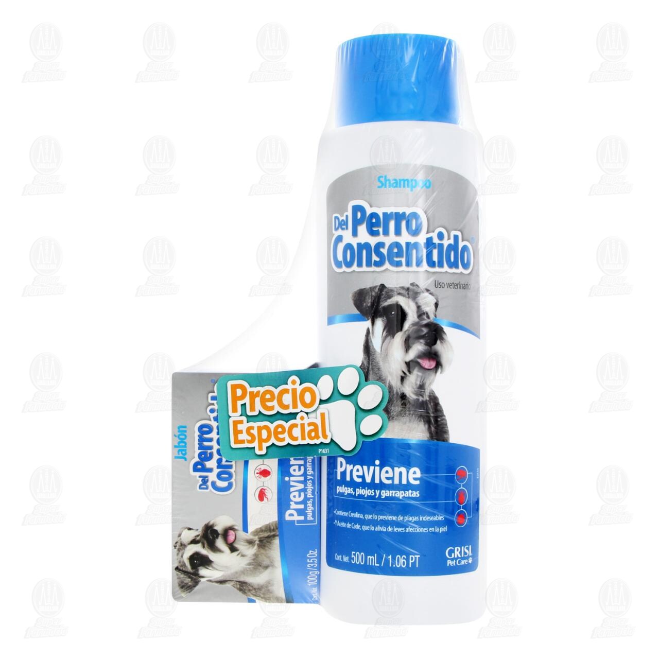 Pack Del Perro Consentido Previene Pulgas, Piojos y Garrapatas Shampoo 500 ml + Jab&oacute;n 100 gr, 2 pzas. image number 1