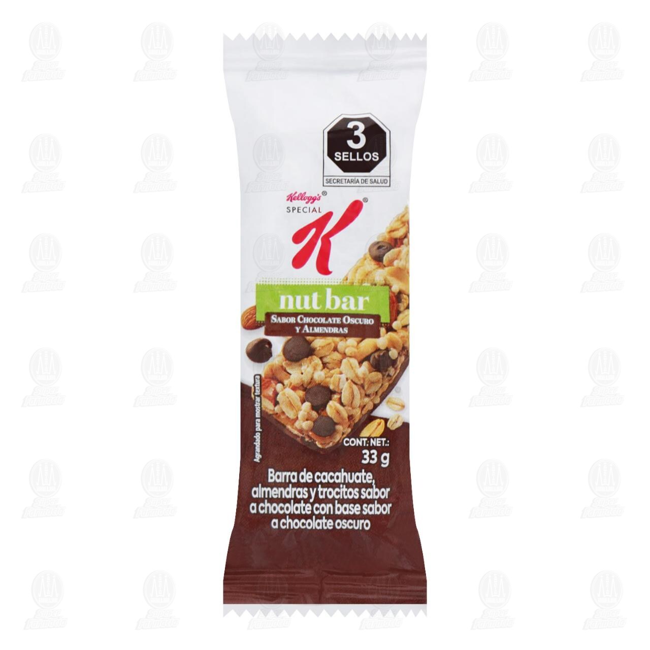 Barra Kellogg's Special K Nut Bar Sabor Chocolate Oscuro y Almendras, 33 gr.