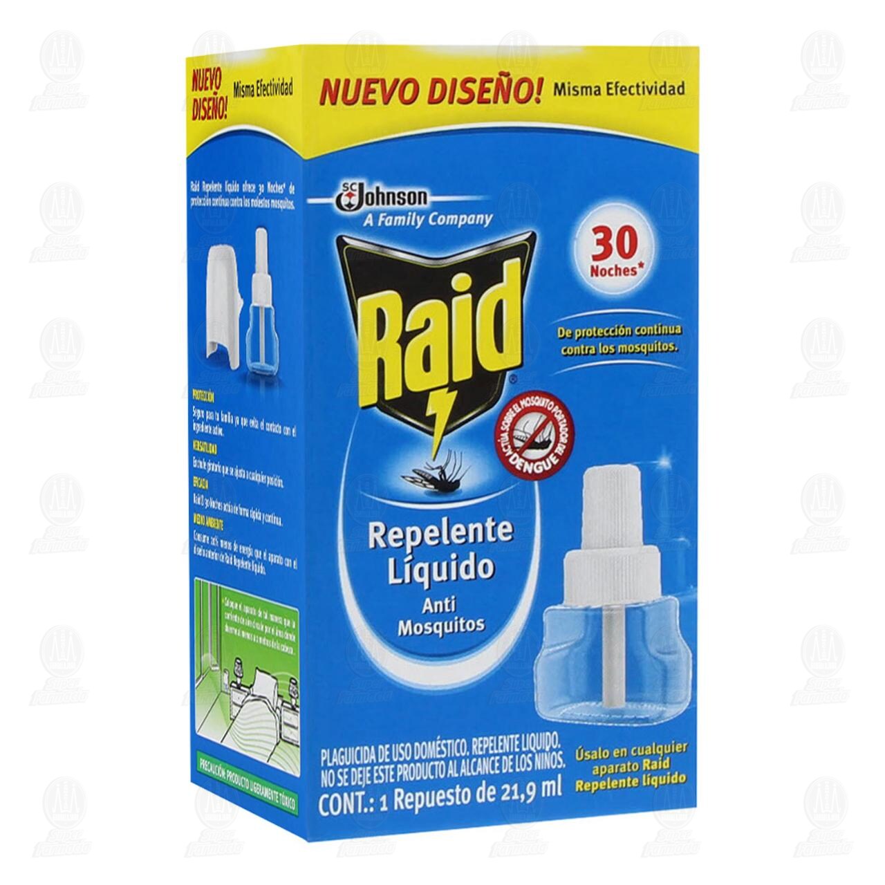 Insecticida Raid Repelente L&iacute;quido Anti Mosquitos, 21.9 ml.