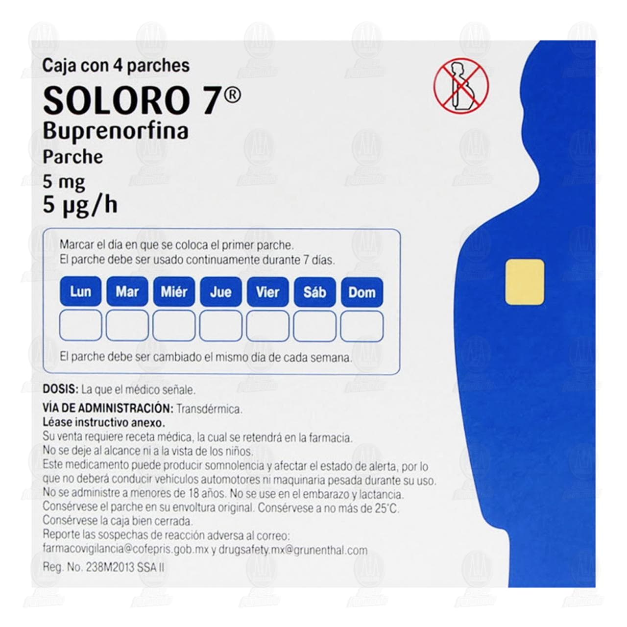 Soloro Soloro 7 5mg, 4 Parches. de SOLORO | Farmacias Guadalajara