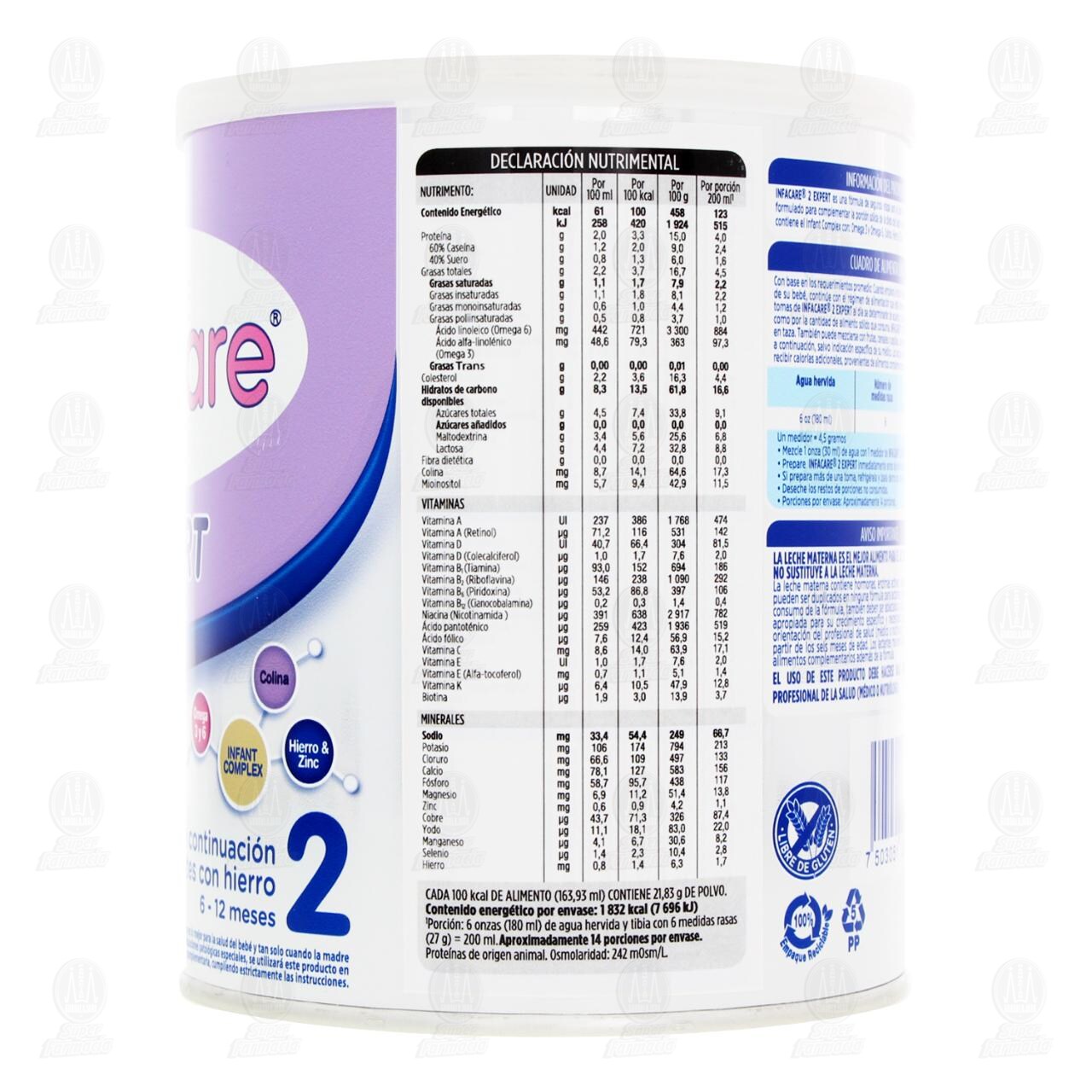 F&oacute;rmula Infantil Infacare 2 (Edad 6 a 12 Meses), 400 gr. image number 2