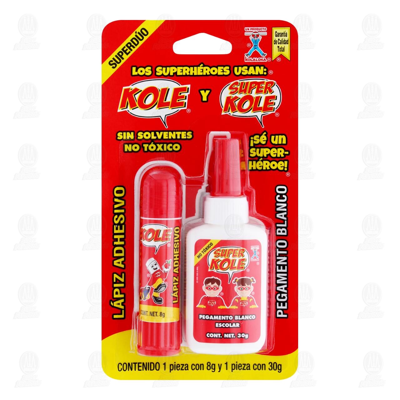 Pack Pegamento Kole Lápiz Adhesivo de 8 gr + Súper Kole Pegamento Líquido de 3 gr, 2 pzas.