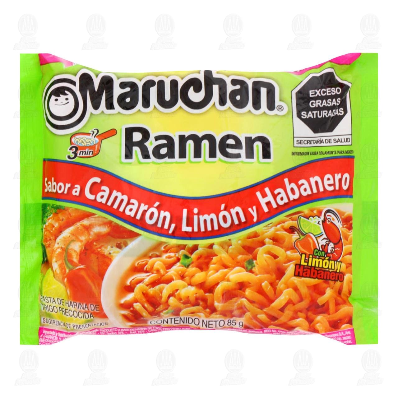 Sopa Maruchan Ramen Sabor a Camarón, Limón y Habanero, 85 gr.