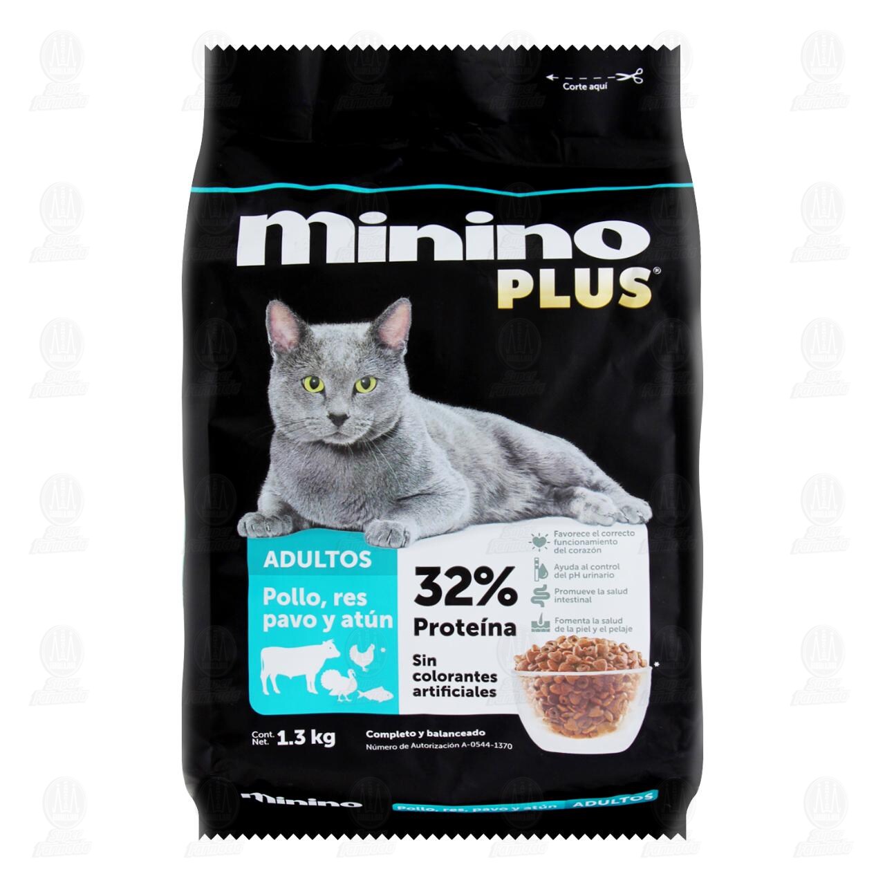 Croquetas Minino Plus para Gatos Adultos Sabor Pollo, Res, Pavo y At&uacute;n, 1.3 kg. image number 0