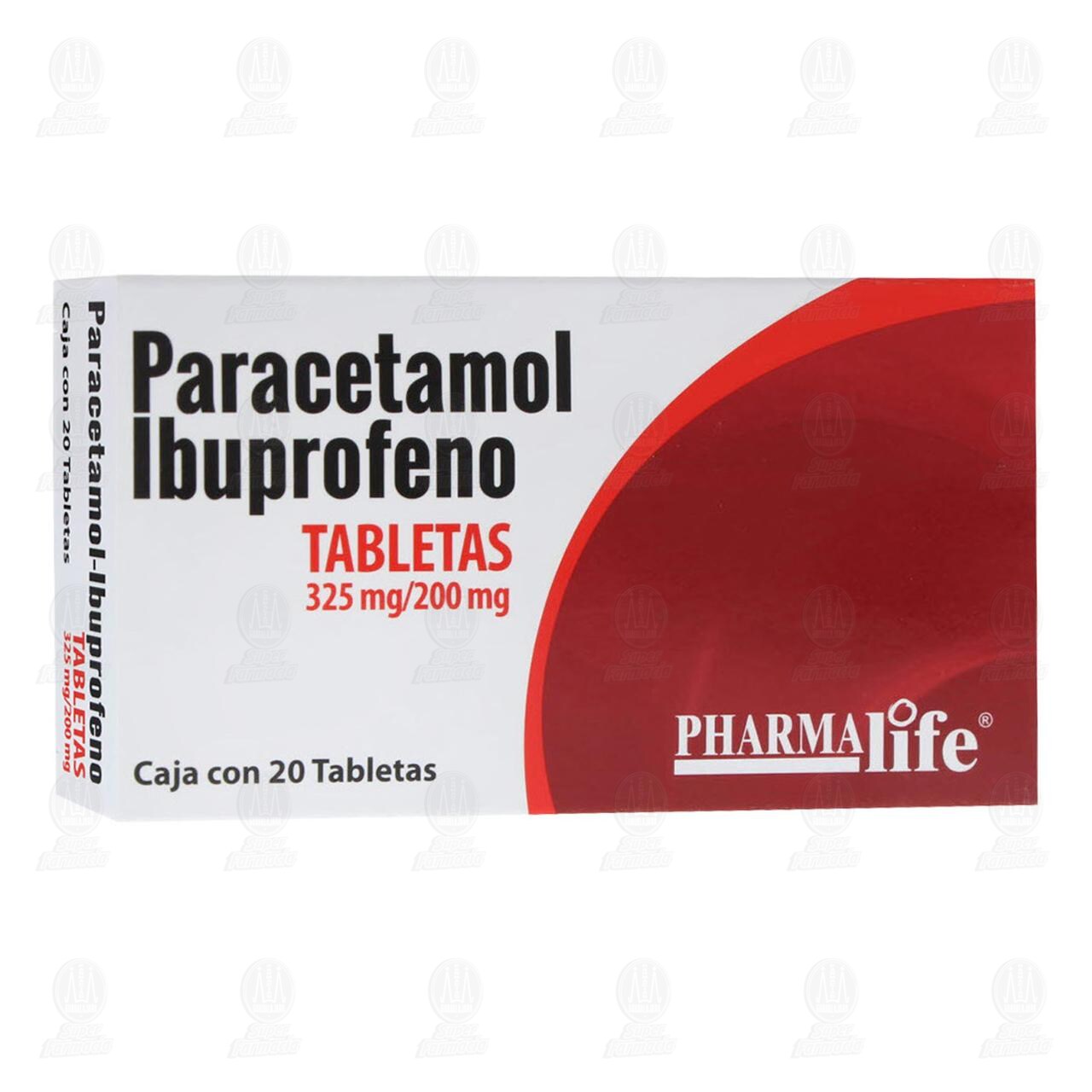 Paracetamol/Ibuprofeno 325mg/200mg, 20 Tabletas Pharmalife. image number 0