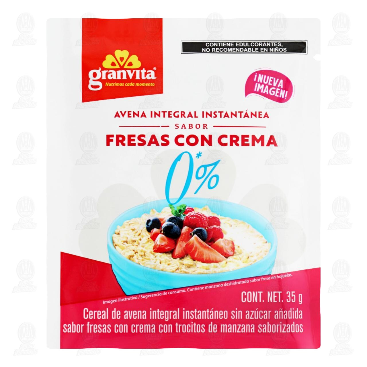 Avena Instantánea Granvita Sabor Fresas con Crema, 35 gr.