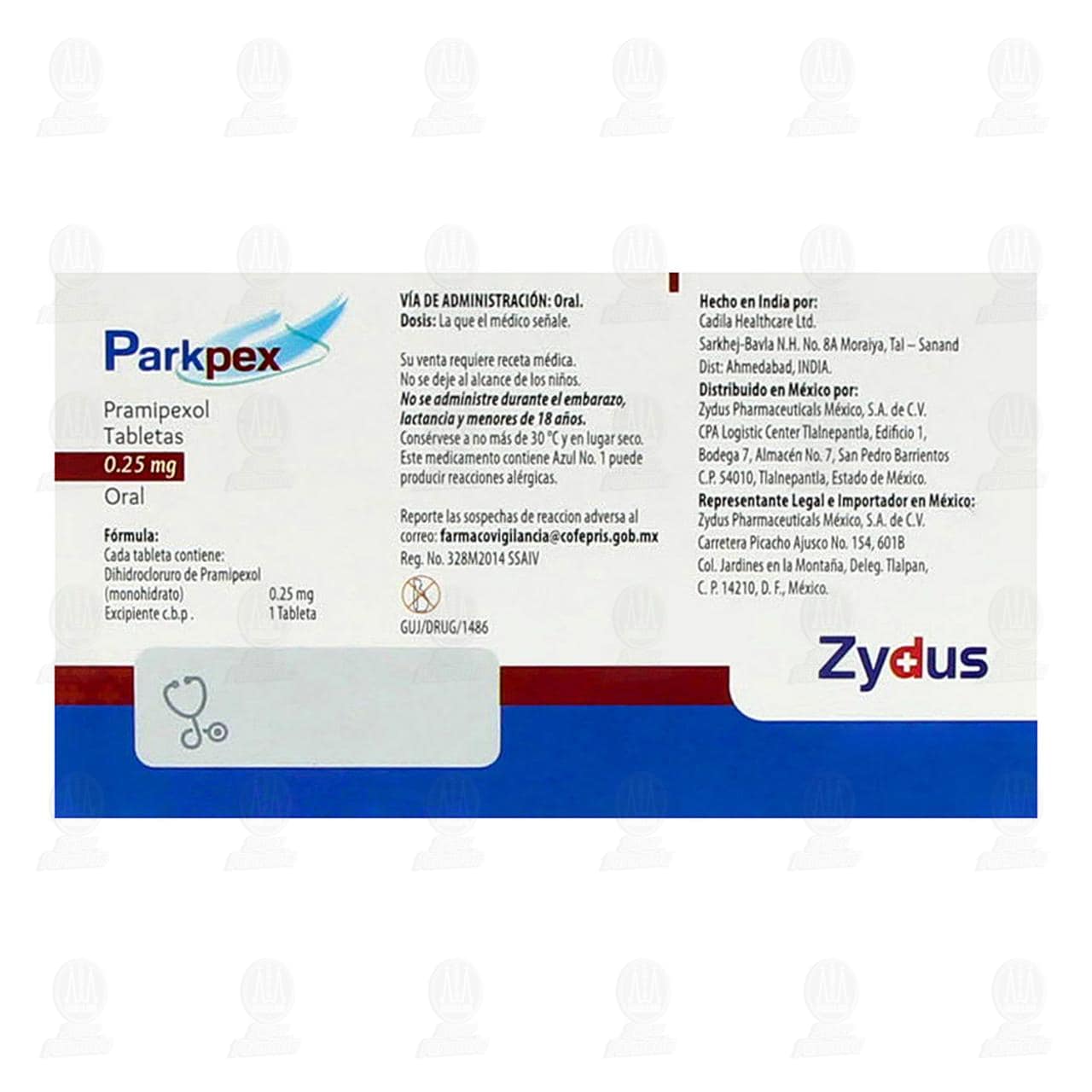Parkpex 0.25 mg, 30 Tabletas. image number 2