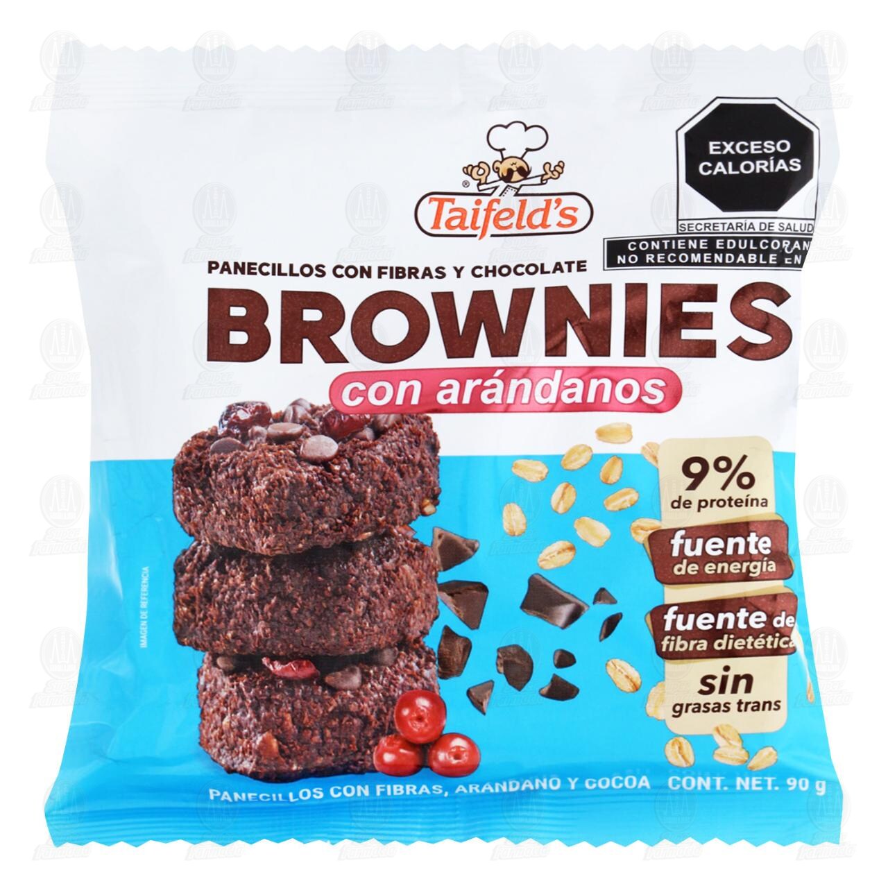 Brownies Taifeld's con Ar&aacute;ndanos y Cocoa, 90 gr.
