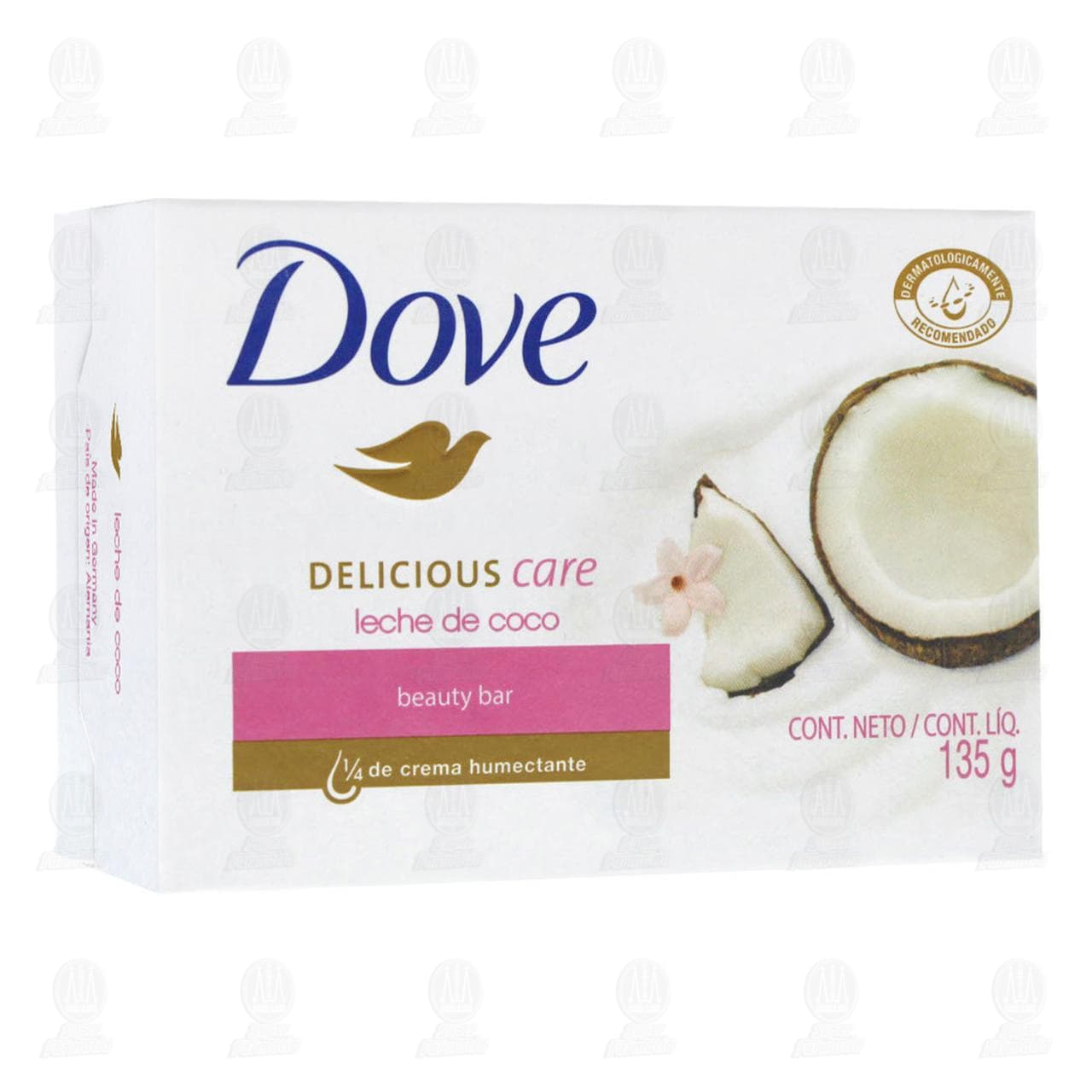 Imagen para Jabón de tocador compuesto Dove Delicious Care en barra, con Leche de Coco y 1/4 de crema humectante. Contiene 135 gramos.