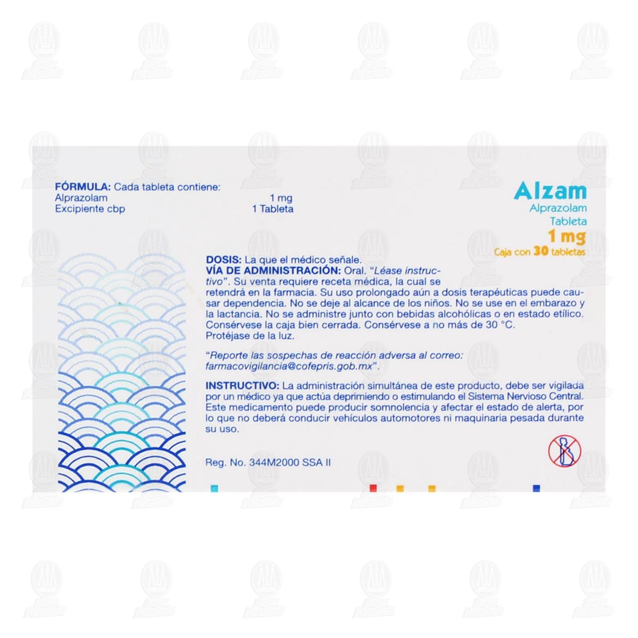 Alzam 1 mg, 30 Tabletas. image number 2