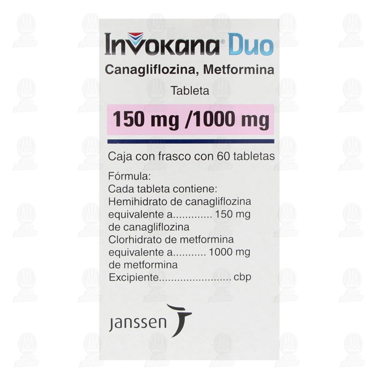 Invokana Duo 150mg/1000mg, 60 Tabletas. image number 1