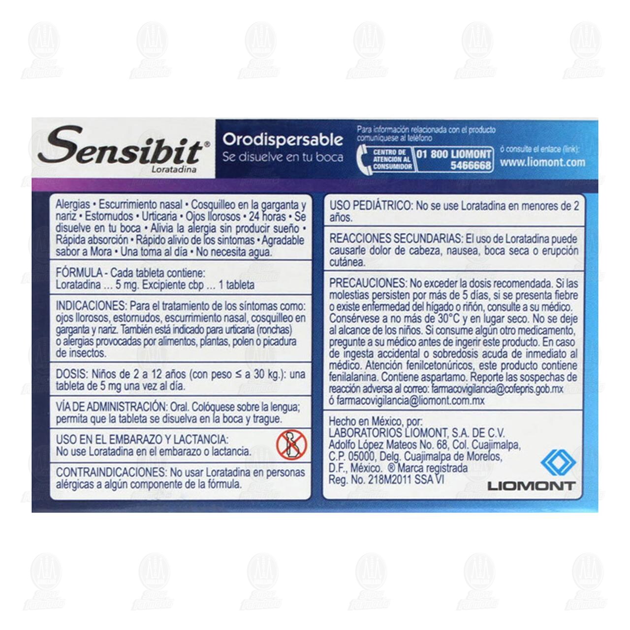 Sensibit 5 mg, 10 Tabletas Orodispersables. image number 2