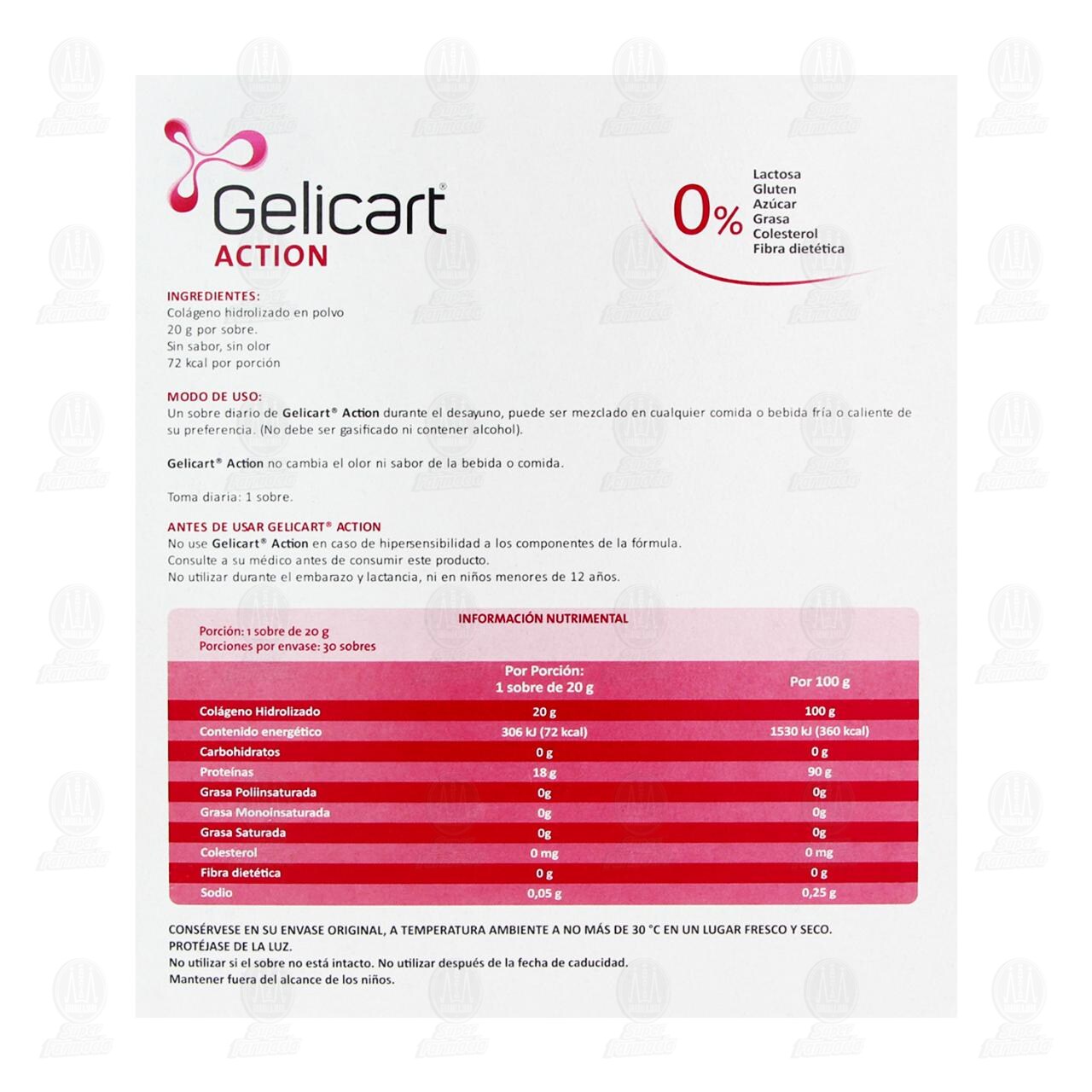 Gelicart Action Col&aacute;geno Hidrolizado 20 gr Polvo, 30 Sobres. image number 2