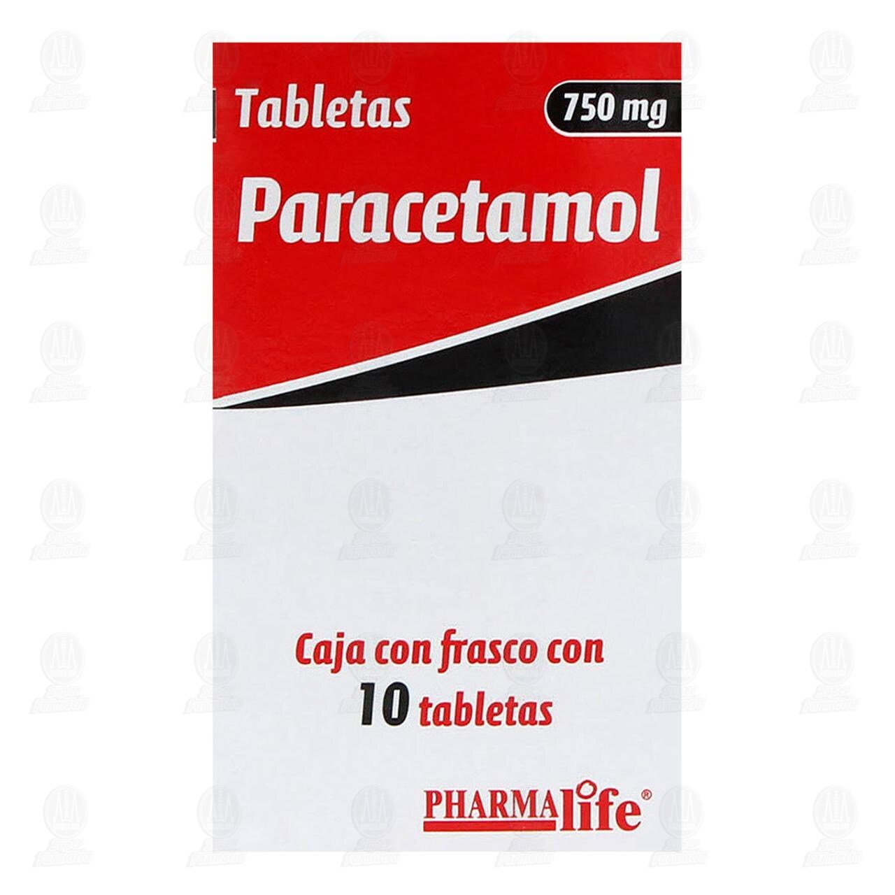 Paracetamol 750 mg, 10 Tabletas Pharmalife. image number 1