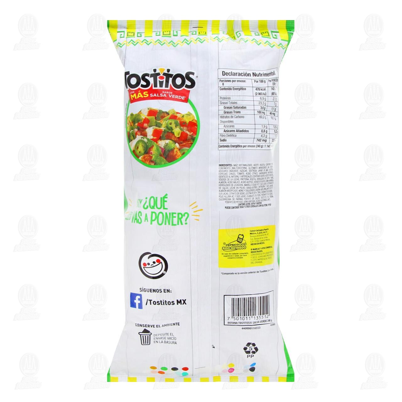 Botana Tostitos Sabor Salsa Verde, 240 gr. image number 1