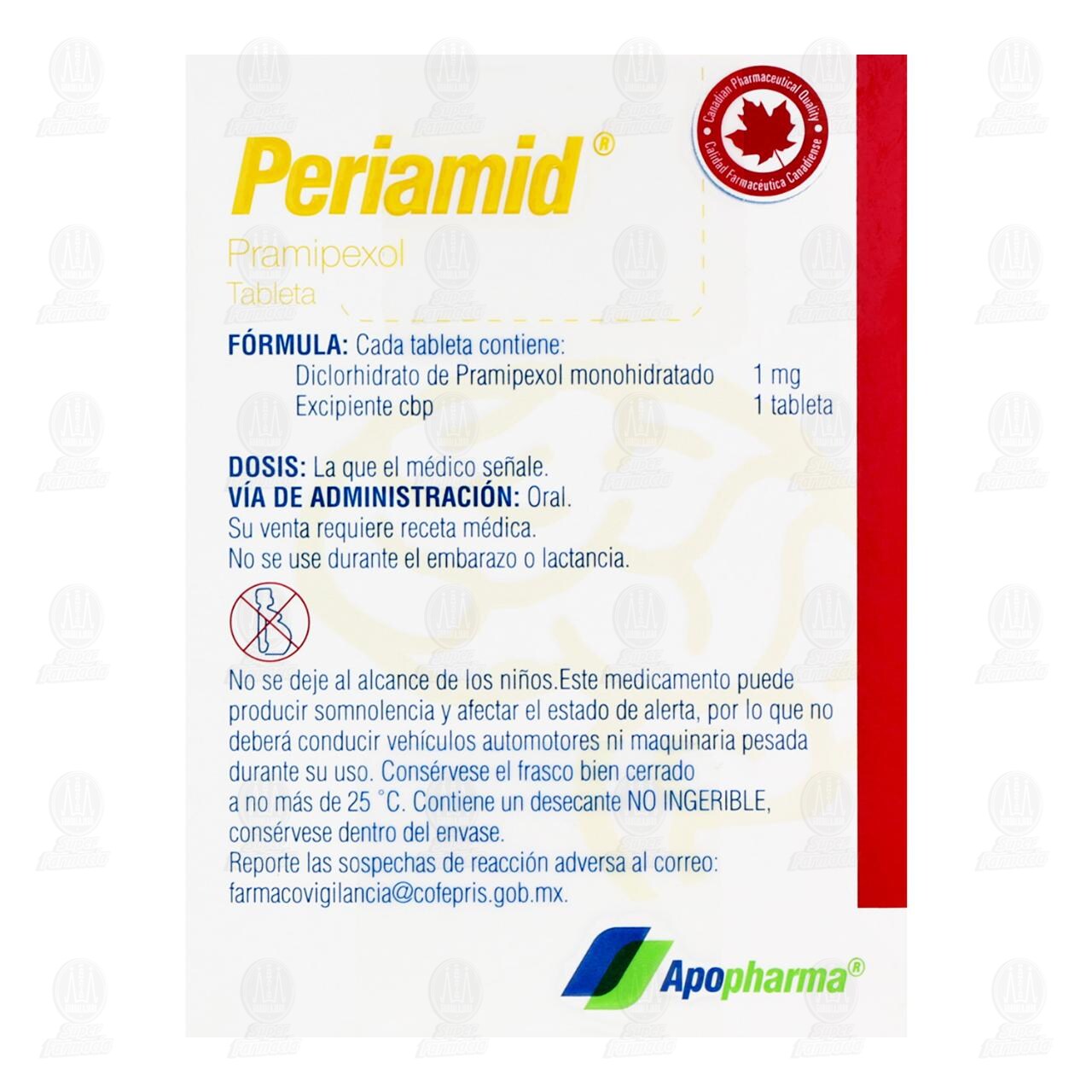 Periamid 1 mg, 30 Tabletas. image number 2