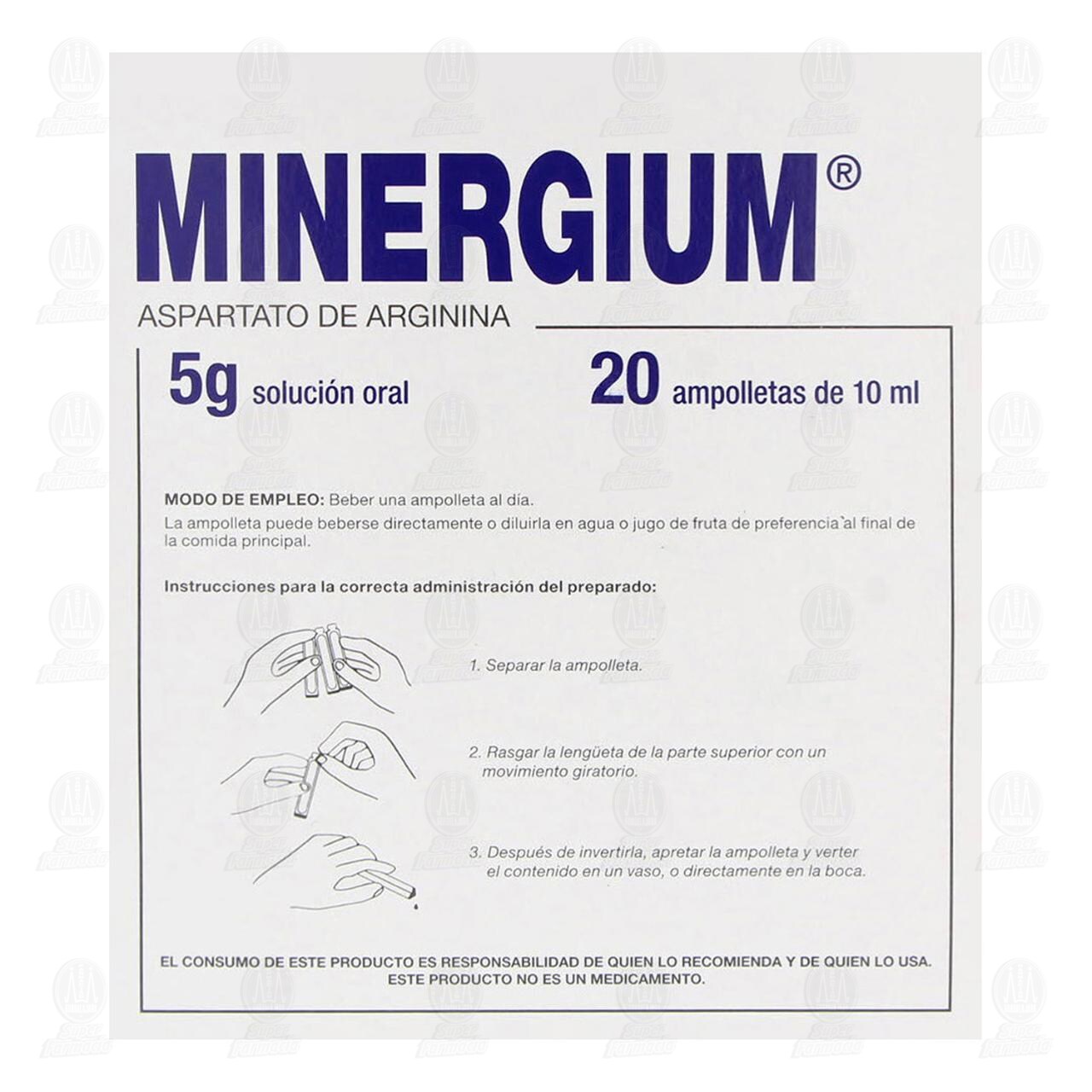 Minergium 5 gr Soluci&oacute;n Oral, 20 Ampolletas 10 ml. image number 2
